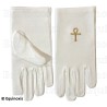 Gants maçonniques coton brodés – Croix Ankh – Taille XL