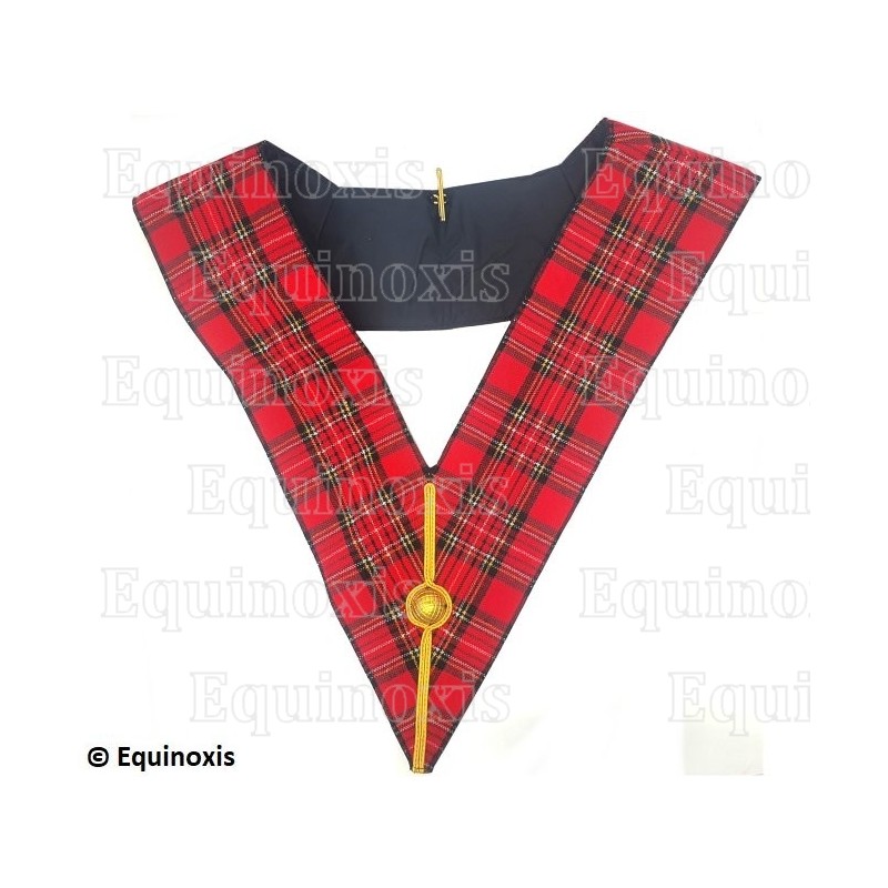 Sautoir maçonnique moiré – Rite Standard d'Ecosse – Officier – Bossoir doré