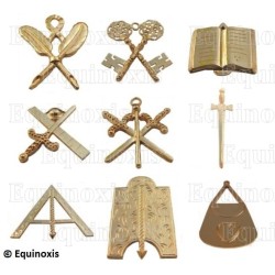 Bijoux maçonniques d'officiers – Set de 9 bijoux REAA / RF