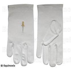 Gants maçonniques coton brodés – REAA Grades de vengeance / Chapitre Français 1er et 2ème Ordres – Taille XXL