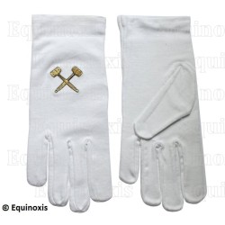 Gants maçonniques coton brodés – Maillets croisés – Vénérable Maître – Taille XXXL