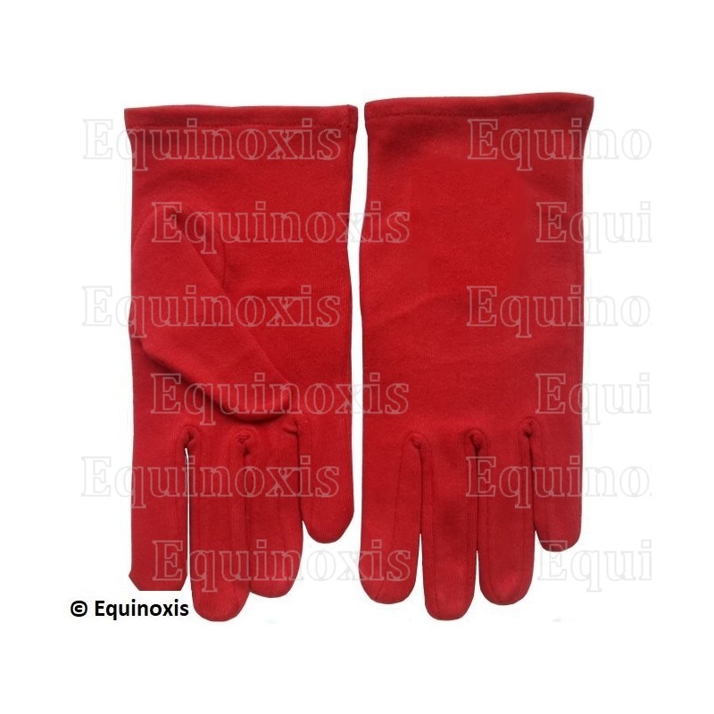 Gants maçonniques rouges coton – Taille S