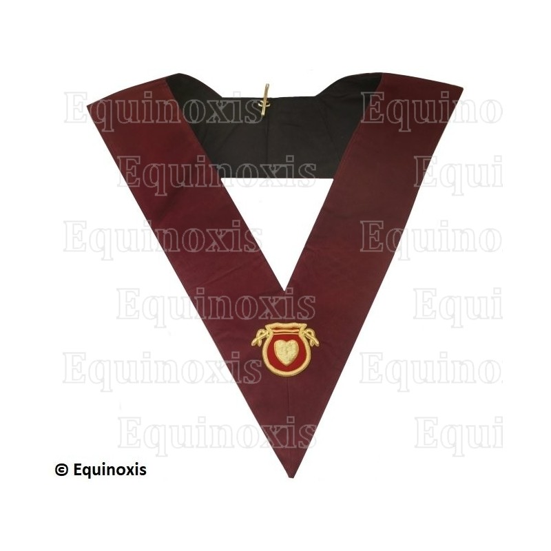 Sautoir maçonnique velours – REAA – 14ème degré – Hospitalier – Brodé main