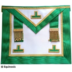 Tablier maçonnique en cuir – Rite de Cerneau – Passé Maître – Brodé main