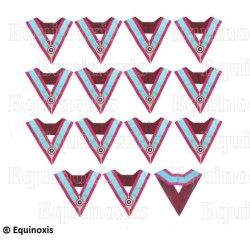Sautoirs maçonniques moirés – La Marque – Set de 14 Officiers – Cocarde tricolore – Couleurs françaises