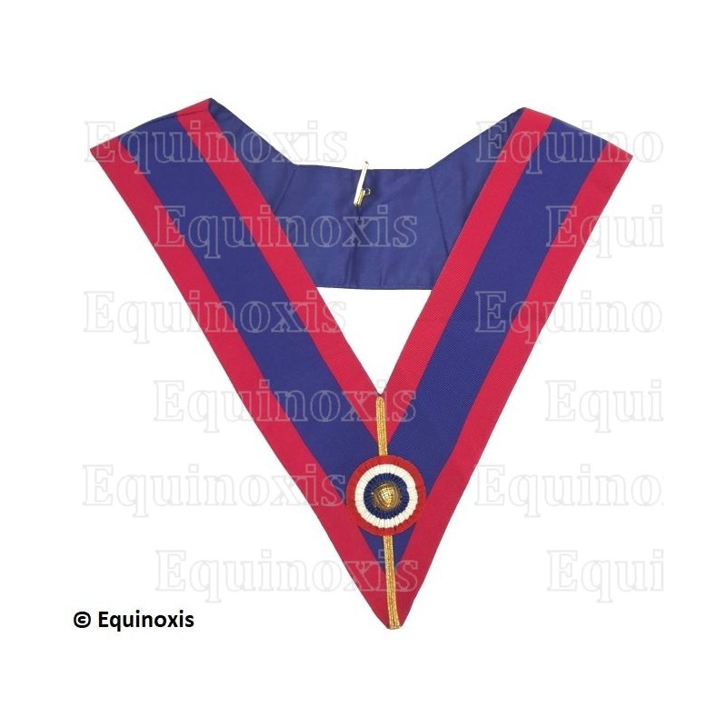 Sautoir maçonnique moiré – La Marque – Officier Provincial d'Honneur – Cocarde tricolore