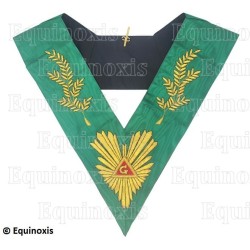 Sautoir maçonnique moiré – Rite de Cerneau – Vénérable Maître – Acacia 108 feuilles – Brodé main