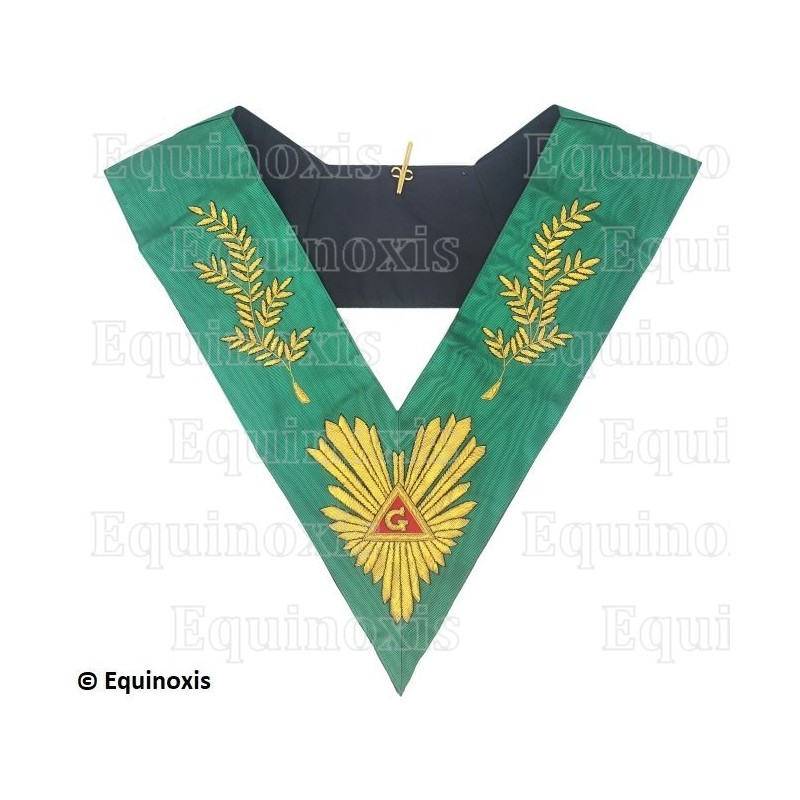 Sautoir maçonnique moiré – Rite de Cerneau – Vénérable Maître – Acacia 108 feuilles – Brodé main
