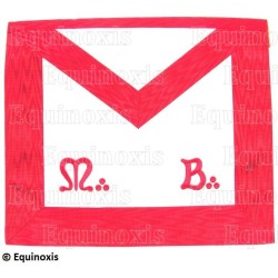 Tablier maçonnique en simili-cuir – REAA – Maître – MB – 33 cm x 39 cm – Dos rouge