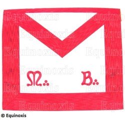 Tablier maçonnique en simili-cuir – REAA – Maître – MB – 33 cm x 39 cm – Dos rouge