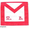Tablier maçonnique en simili-cuir – REAA – Maître – MB – 33 cm x 39 cm – Dos rouge