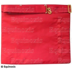 Tablier maçonnique en simili-cuir – REAA – Maître – MB – 33 cm x 39 cm – Dos rouge
