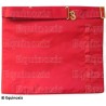 Tablier maçonnique en simili-cuir – REAA – Maître – MB – 33 cm x 39 cm – Dos rouge