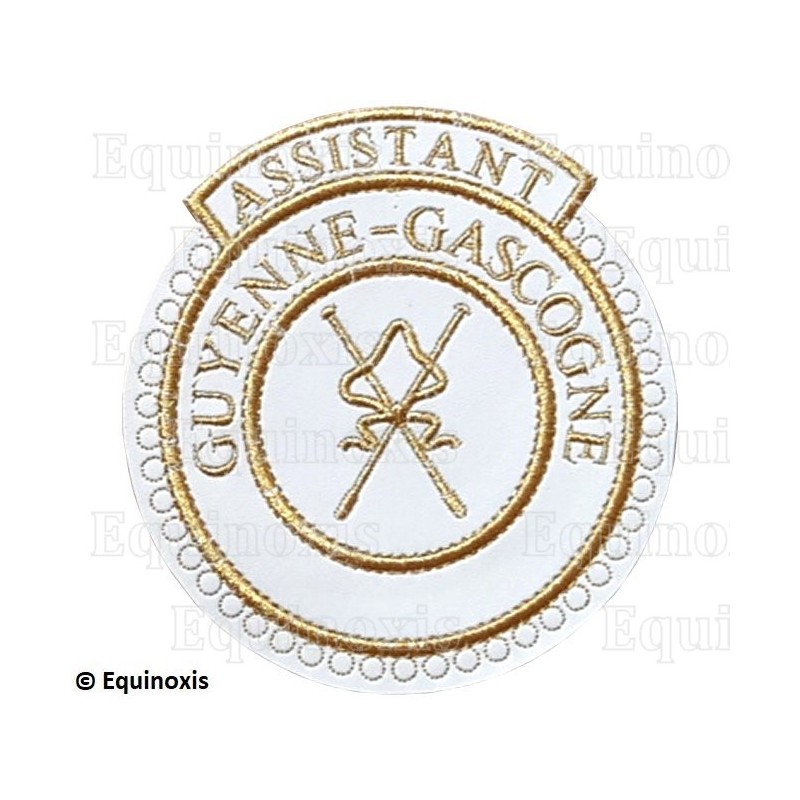 Badge / Macaron GLNF – Grande tenue provinciale – Assistant Grand Directeur des Cérémonies – Guyenne et Gascogne – Brodé machine