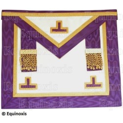 Tablier maçonnique en faux cuir – Memphis-Misraïm – Vénérable Maître – 3 taus + penderilles – Violet