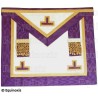 Tablier maçonnique en faux cuir – Memphis-Misraïm – Vénérable Maître – 3 taus + penderilles – Violet