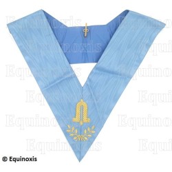 Sautoir maçonnique moiré – Rite Français Traditionnel – Deuxième Surveillant – Dos bleu – Brodé machine
