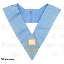 Sautoir maçonnique moiré – Rite Français Traditionnel – Orateur – Dos bleu – Brodé machine