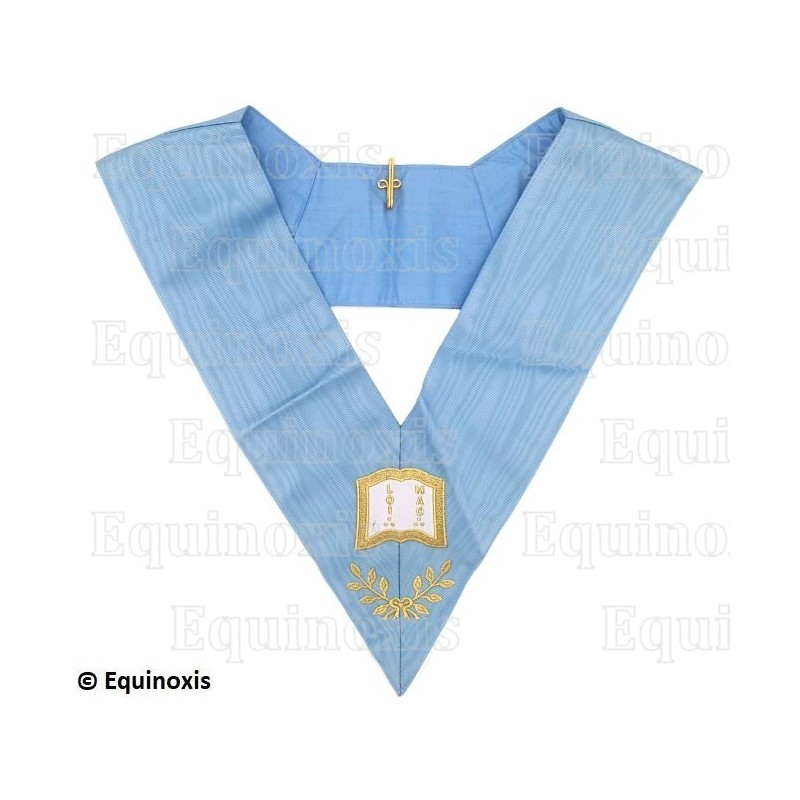 Sautoir maçonnique moiré – Rite Français Traditionnel – Orateur – Dos bleu – Brodé machine