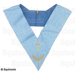 Sautoir maçonnique moiré – Rite Français Traditionnel – Couvreur – Dos bleu – Brodé machine
