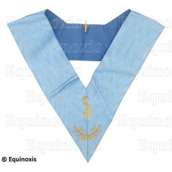 Sautoir maçonnique moiré – Rite Français Traditionnel – Maître des Banquets – Dos bleu – Brodé machine