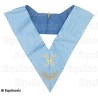 Sautoir maçonnique moiré – Rite Français Traditionnel – Trésorier – Dos bleu – Brodé machine