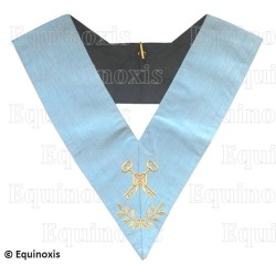 Sautoir maçonnique moiré – Rite Français Traditionnel – Trésorier – Dos deuil – Brodé machine