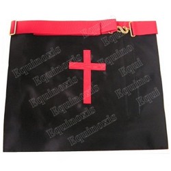 Tablier maçonnique en cuir – REAA – 18ème degré – Chevalier Rose-Croix – Croix potencée et feuilles d'acacia