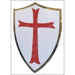Bouclier médiéval – Croix templière rouge sur fond blanc – Vente grossiste