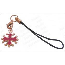 Bijou de mobile occitan – Croix occitane émaillée rouge – Or vif  – Vente grossiste