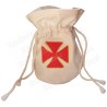 Bourse templière en cuir  – Croix templière pattée – Cuir blanc