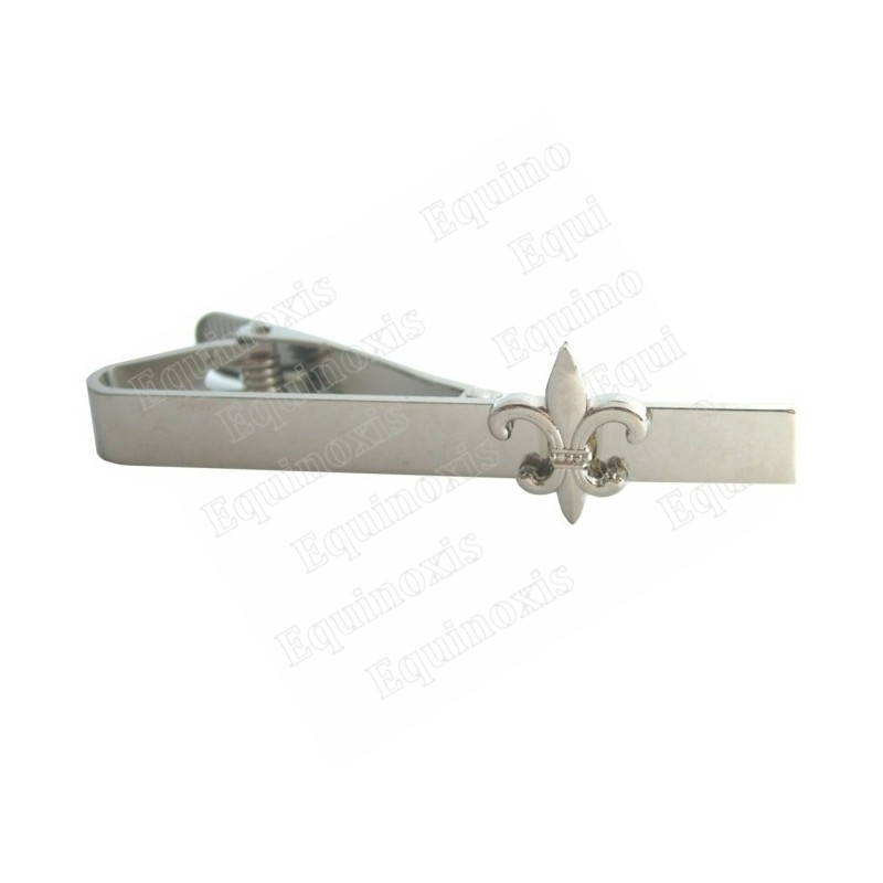 Pince-à-cravate symbolique – Fleur-de-lys 3D – Argent vif