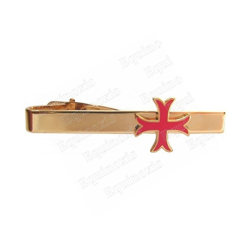 Pince-à-cravate templière – Croix templière pattée rentrée émaillée rouge – GM
