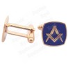 Boutons de manchettes maçonniques – Equerre et compas émaillé bleu marine et or