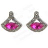 Boucles d'oreilles en cristal – Nausica – Fuschia – Finition argent