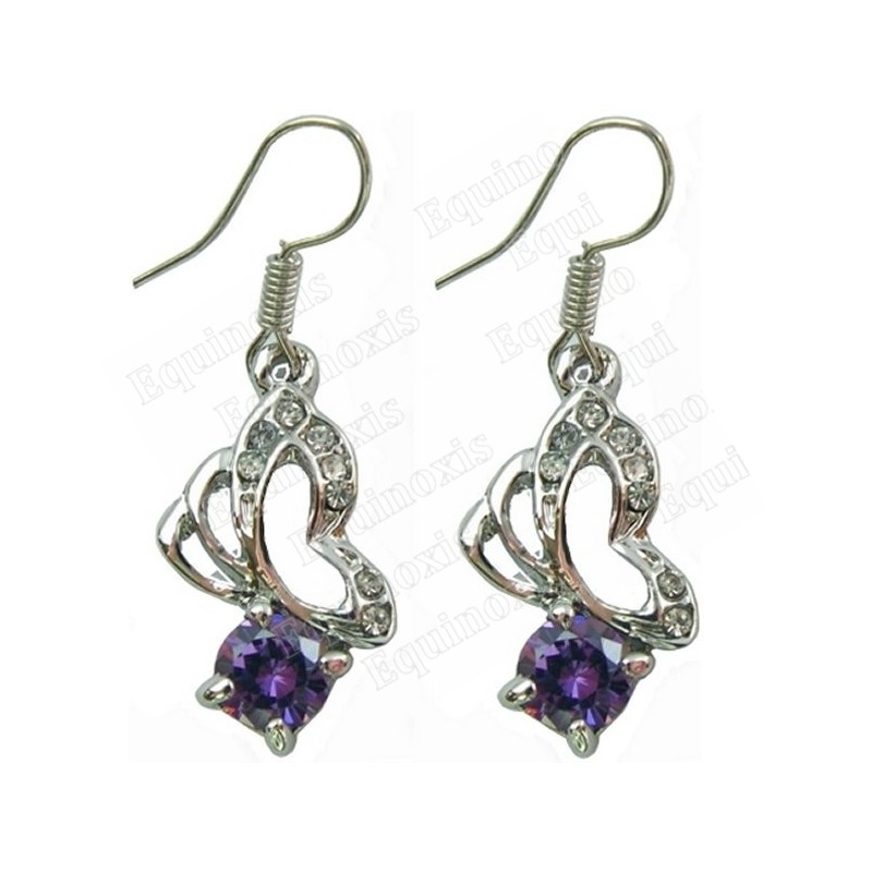 Boucles d'oreilles en cristal – Papillon – Violet – Finition argent
