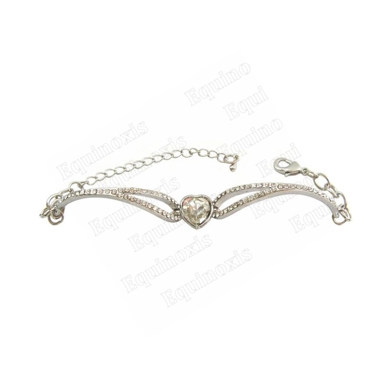 Bracelet en cristal – Coeur – Blanc – Finition argent