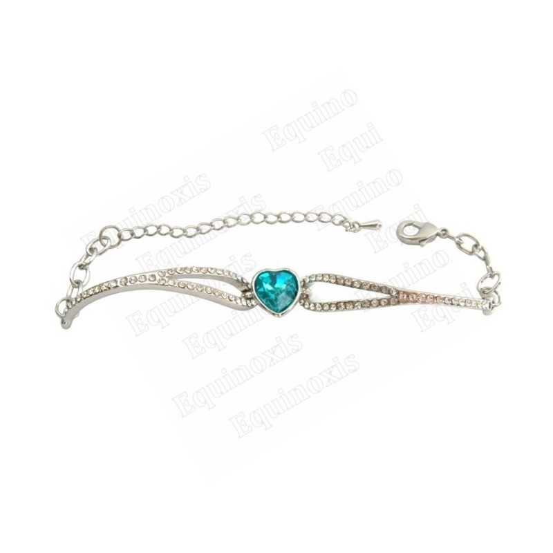 Bracelet en cristal – Coeur – Bleu – Finition argent