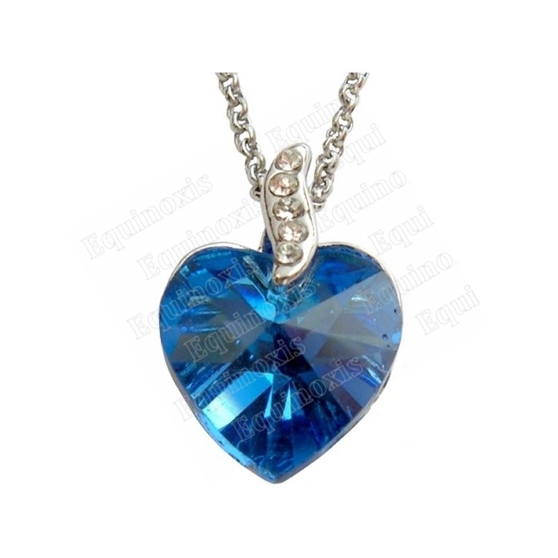 Pendentif en cristal – Coeur – Bleu – Finition argent