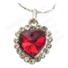 Pendentif en cristal – Coeur diamanté – Rouge – Finition argent