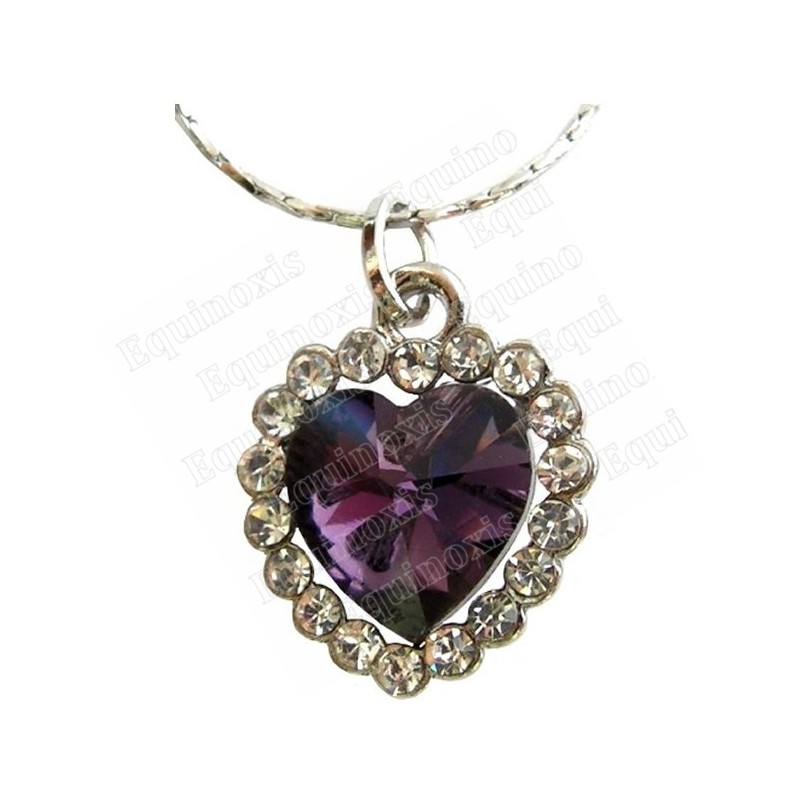 Pendentif en cristal – Coeur diamanté – Violet – Finition argent