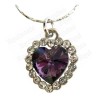 Pendentif en cristal – Coeur diamanté – Violet – Finition argent