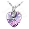 Pendentif en cristal – Coeur – Mauve – Finition argent