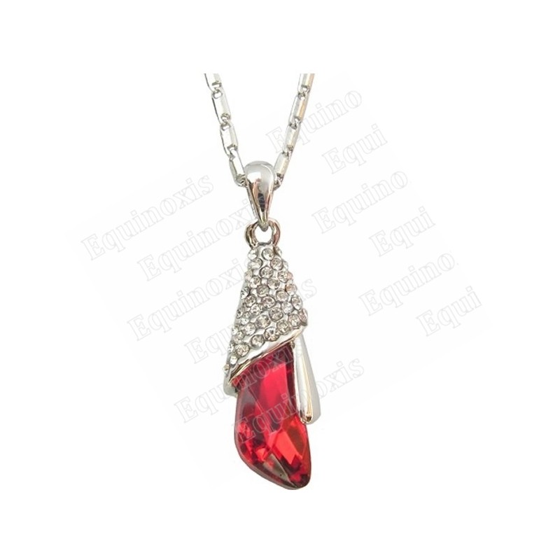 Pendentif en cristal – Goutte – Rouge – Finition argent