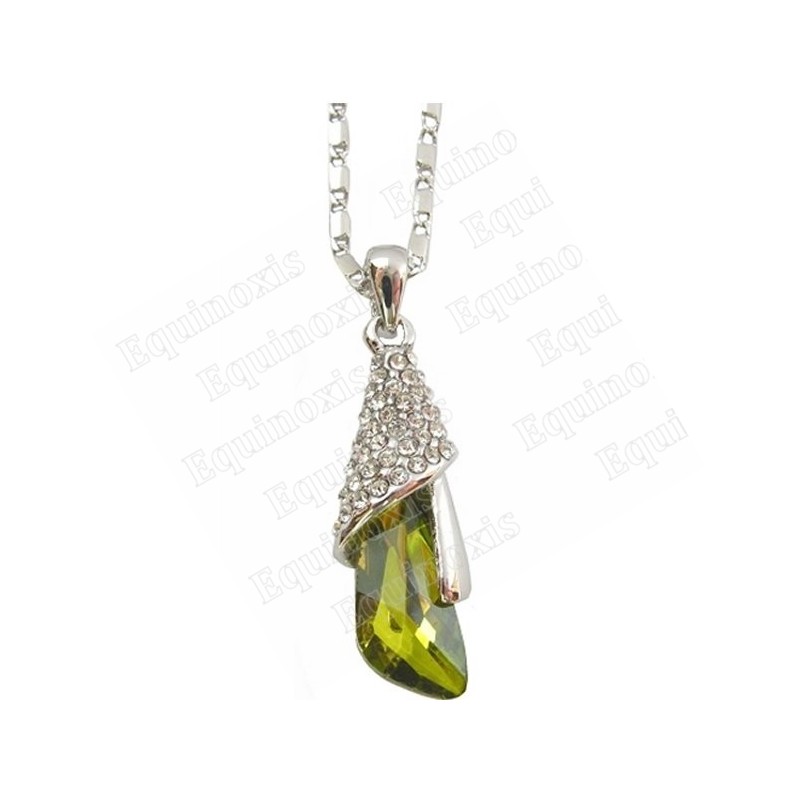 Pendentif en cristal – Goutte – Vert – Finition argent