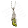 Pendentif en cristal – Goutte – Vert – Finition argent