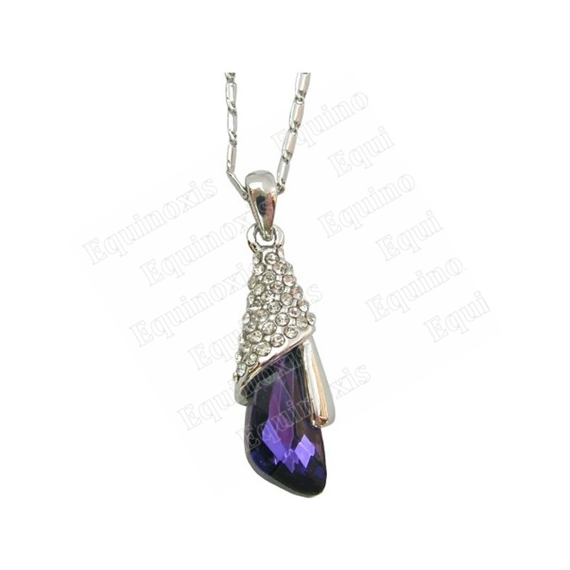 Pendentif en cristal – Goutte – Violet – Finition argent