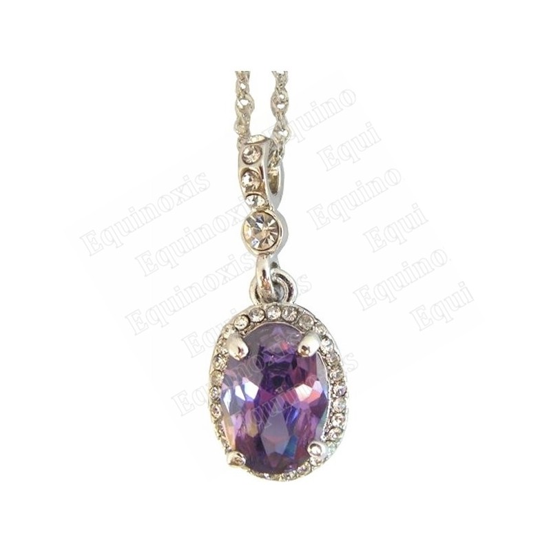 Pendentif en cristal – Marquise – Violet – Finition argent