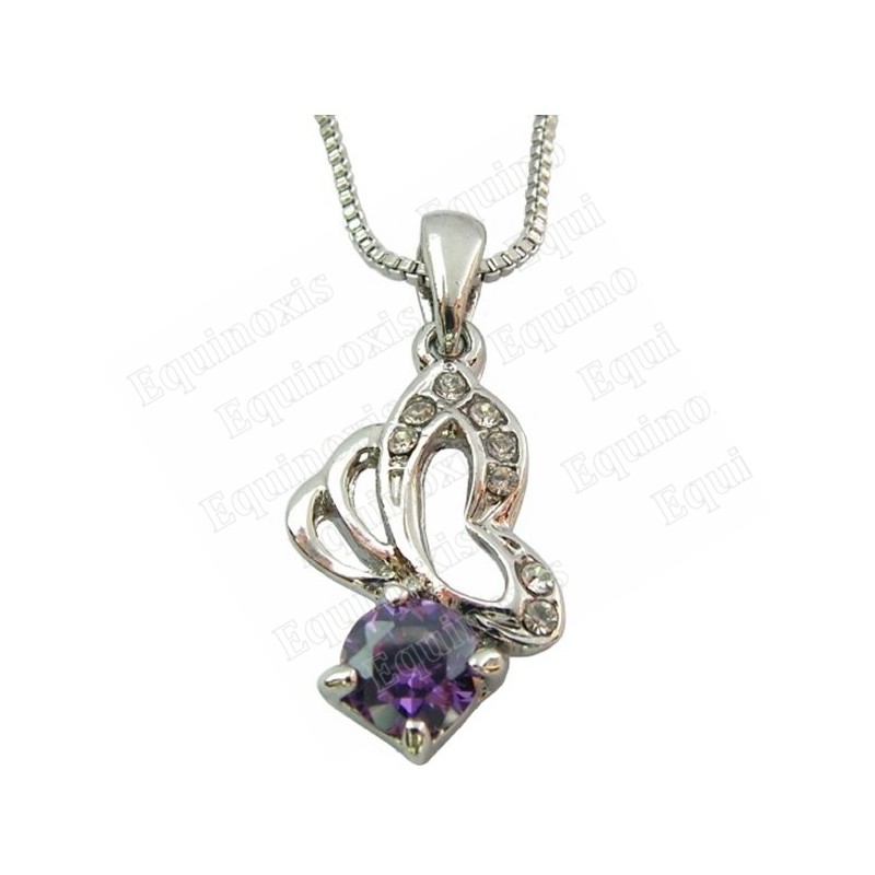Pendentif en cristal – Papillon – Violet – Finition argent