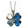 Pendentif en cristal – Trèfle à quatre feuilles – Bleu – Finition argent